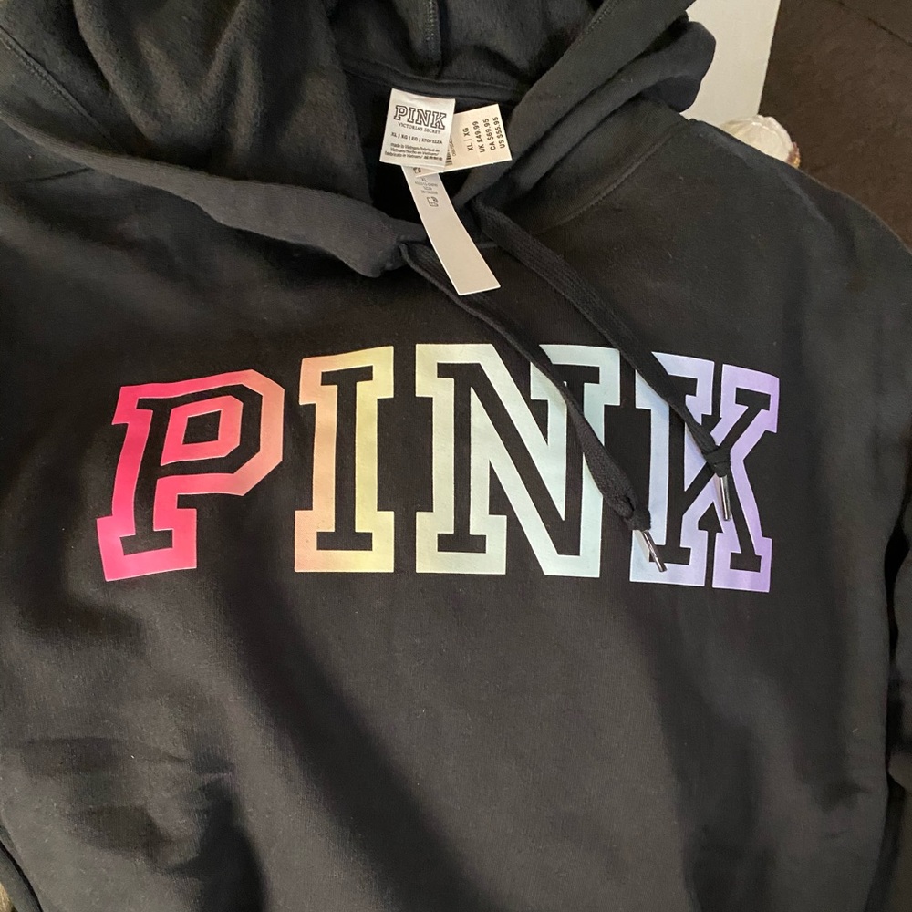 VS “Pink” black hoodie NWT